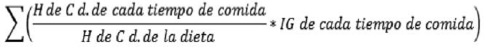 Ecuación 1: Calculo índice glicémico de la dieta IG: H de C d.: