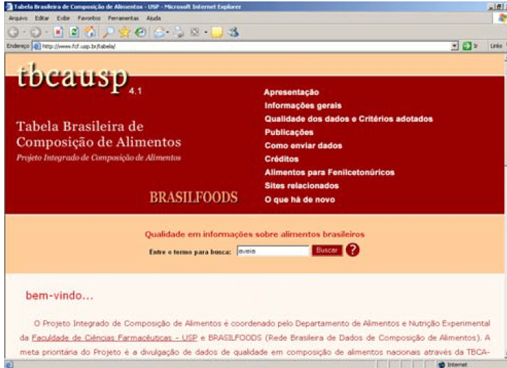 FIGURA 3 Página inicial da TBCA-USP 4.1